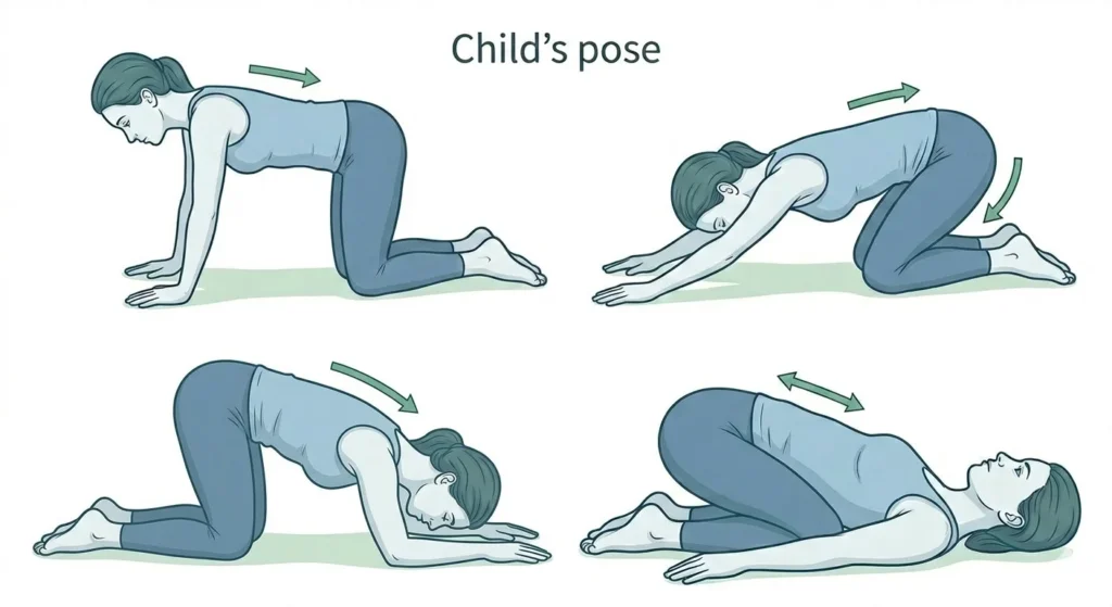 Child pose stretch for relaxing the lower back