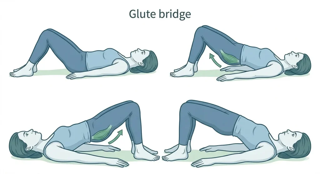 Glute bridge exercise strengthening hips and lower back