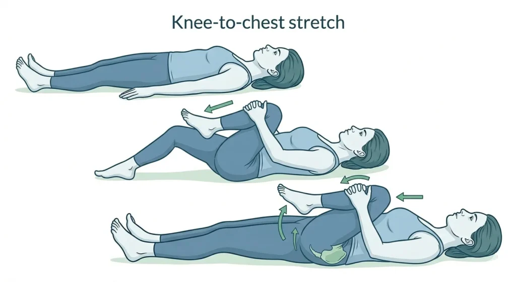 Knee to chest stretch for lower back pain relief